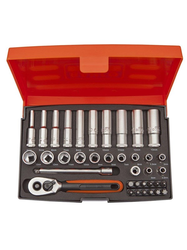 BAHCO socket set mini 1/4 37 pieces 4-13mm