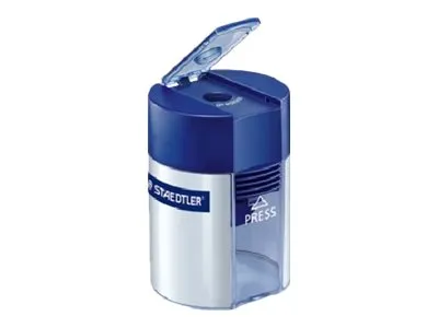 STAEDTLER - Blyantspisser med beholder - blå/sølv - metall, polystyren