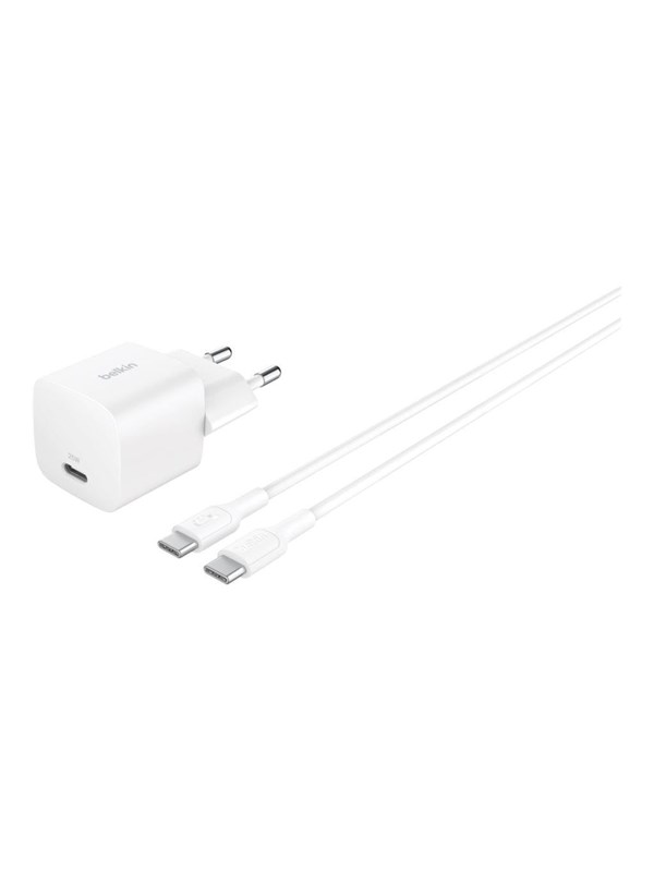 Belkin BoostCharge power adapter - PPS technology - 24 pin USB-C - 25 Watt - with USB-C cable (1m)