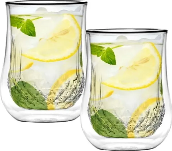 Vialli Design sett med 2 glass med dobbel vegg Diamante 300 ml 25844