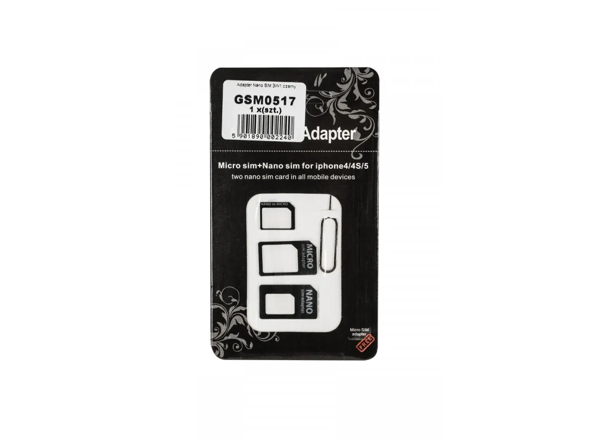 M-Life adapter Nano SIM 3-i-1 svart (GSM0517)