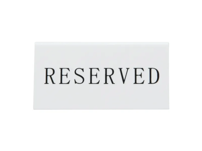 Securit® 5x RESERVED bordskilte i hård hvid akryl