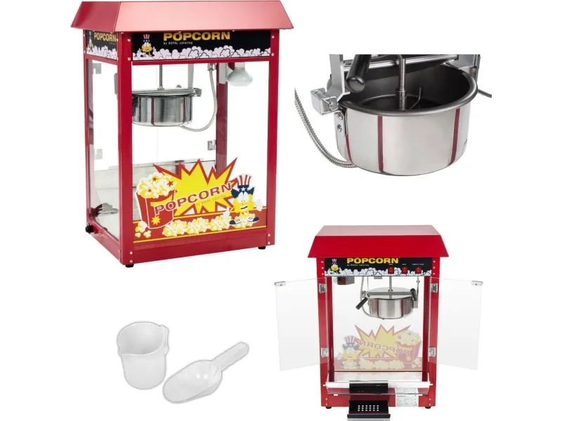 Royal Catering popcornsprengermaskin med rødt tak