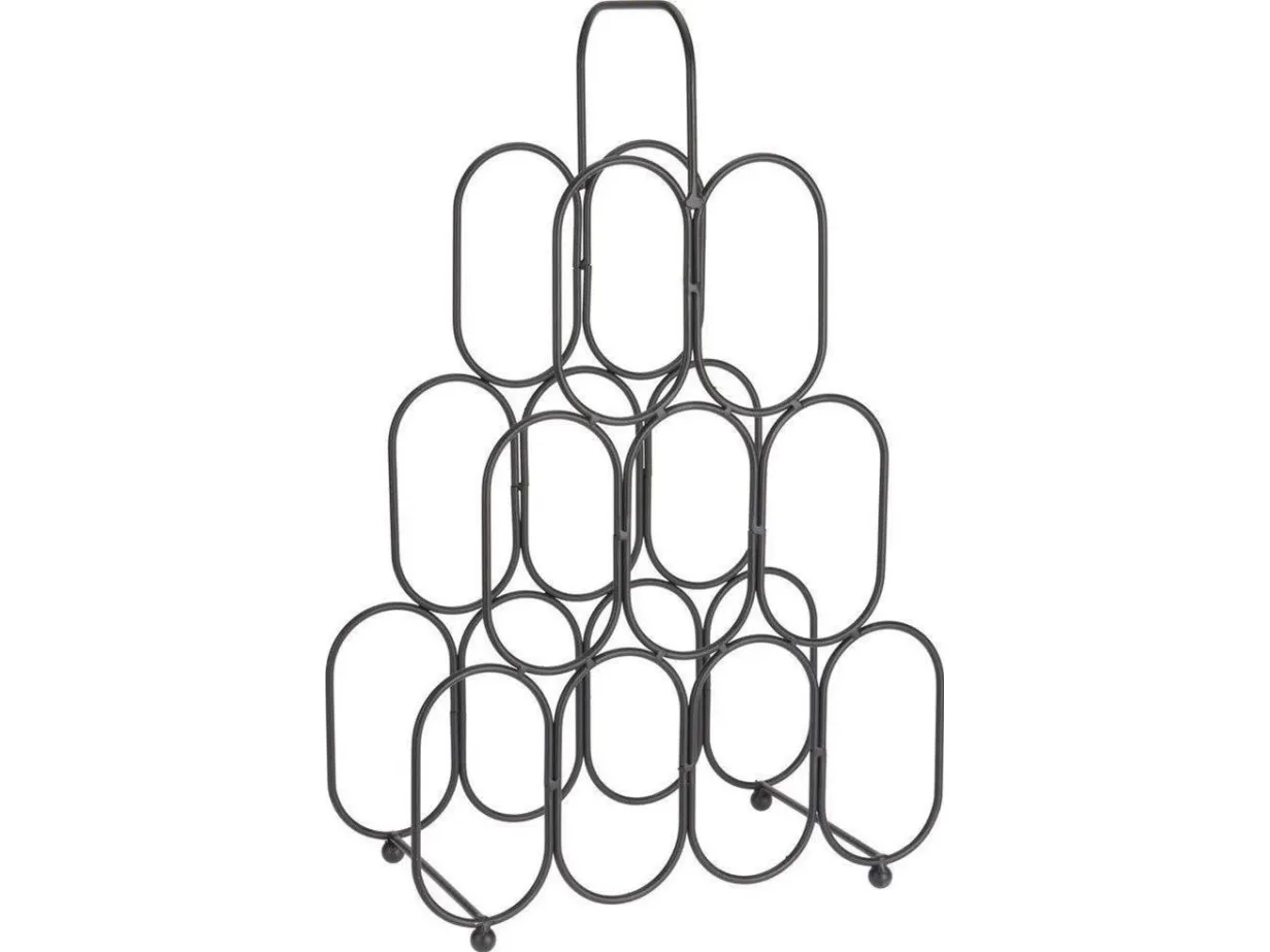 Home Styling Collection Vinhylle i svart metall WINE rack skap vinflaskehylle - 9 flasker