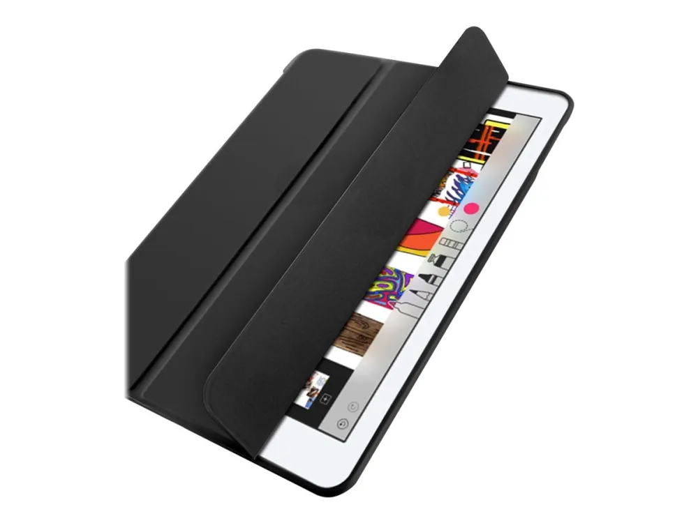 eSTUFF - Skjermdeksel for nettbrett - polyuretanlær, termoplast-polyuretan (TPU) - svart - 10.2 - for Apple 10.2-inch iPad (7. generasjon)