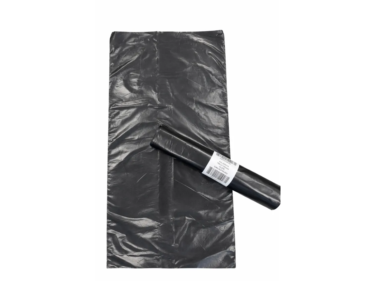 LDPE sort resirkulert plast 55 my, 110 L avfallsekker, 70 x 110 cm