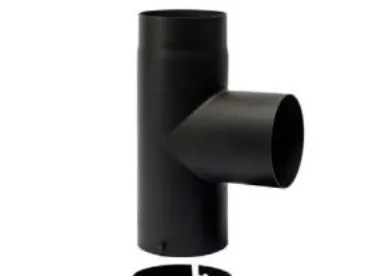 130 mm Metalbestos sorte røgrør. T-stykke 90° med sodskål