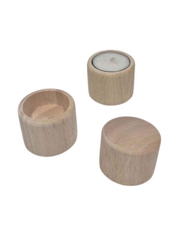 Playwood Wooden Tealight Holder Round Standing