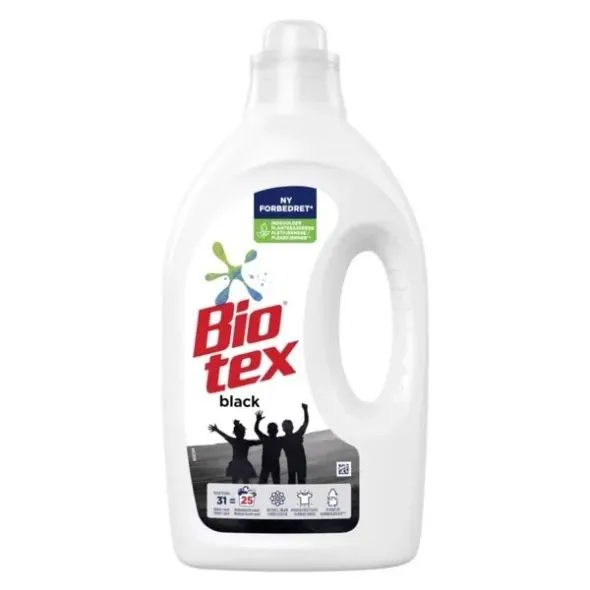 Tøjvask Flydende Bio-Tex Black med Parfume uden Blegemiddel/Optisk hvid 1250 ml,6 fl x 1250 ml/krt