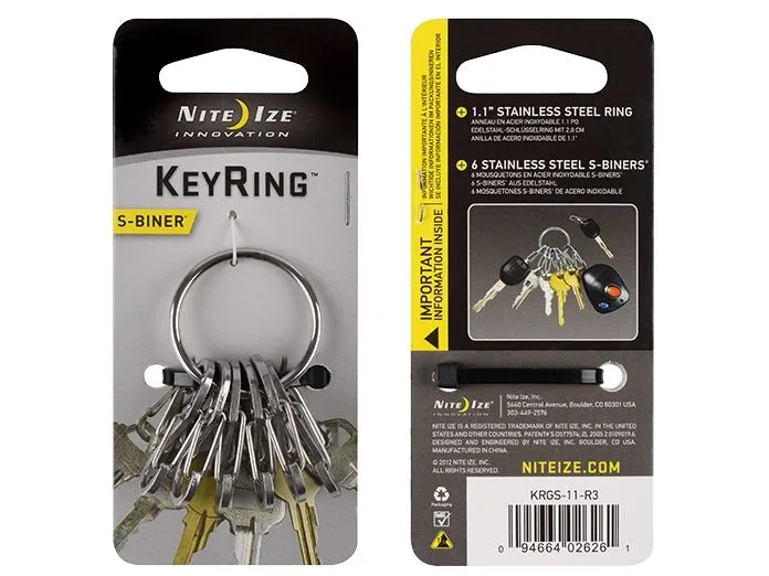 Nite Ize KeyRing, Nøkkelkarabin, Rustfritt stål, Rustfritt stål, 22 g