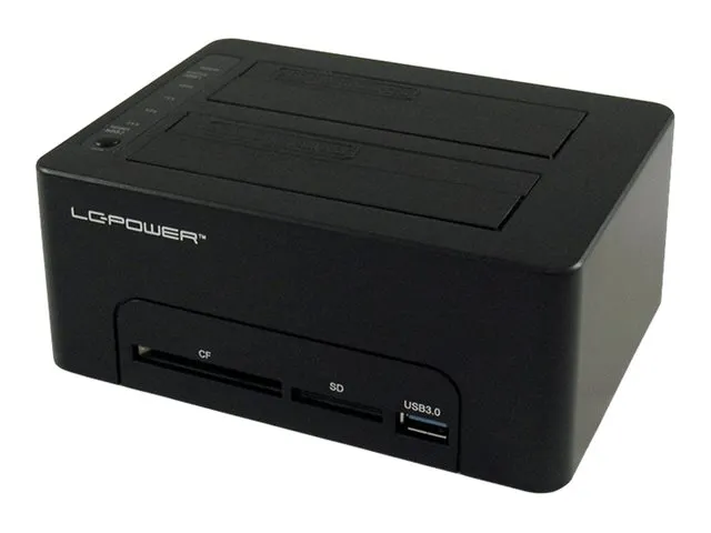 LC Power LC-DOCK-U3-CR - HDD-dokkestasjon - brønner: 2 - 2,5 / 3,5 delt - SATA - USB 3.0 - svart
