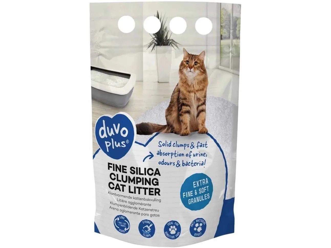 Duvo+ kattegrus silika klumpdannende 1,9 kg / 5 L