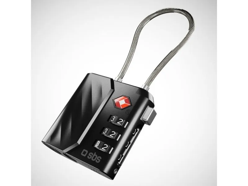 SBS TEFINDLOCK, Kombinasjonslås for bagasje, Alle merker, Svart, 60 dB, 45 mm, 14 mm