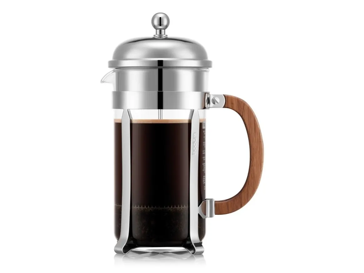 Bodum 11652-16-107, Kanne, 1 L, Rustfritt stål, Transparent, Rustfritt stål, Tre, 8 kopper, 141 mm