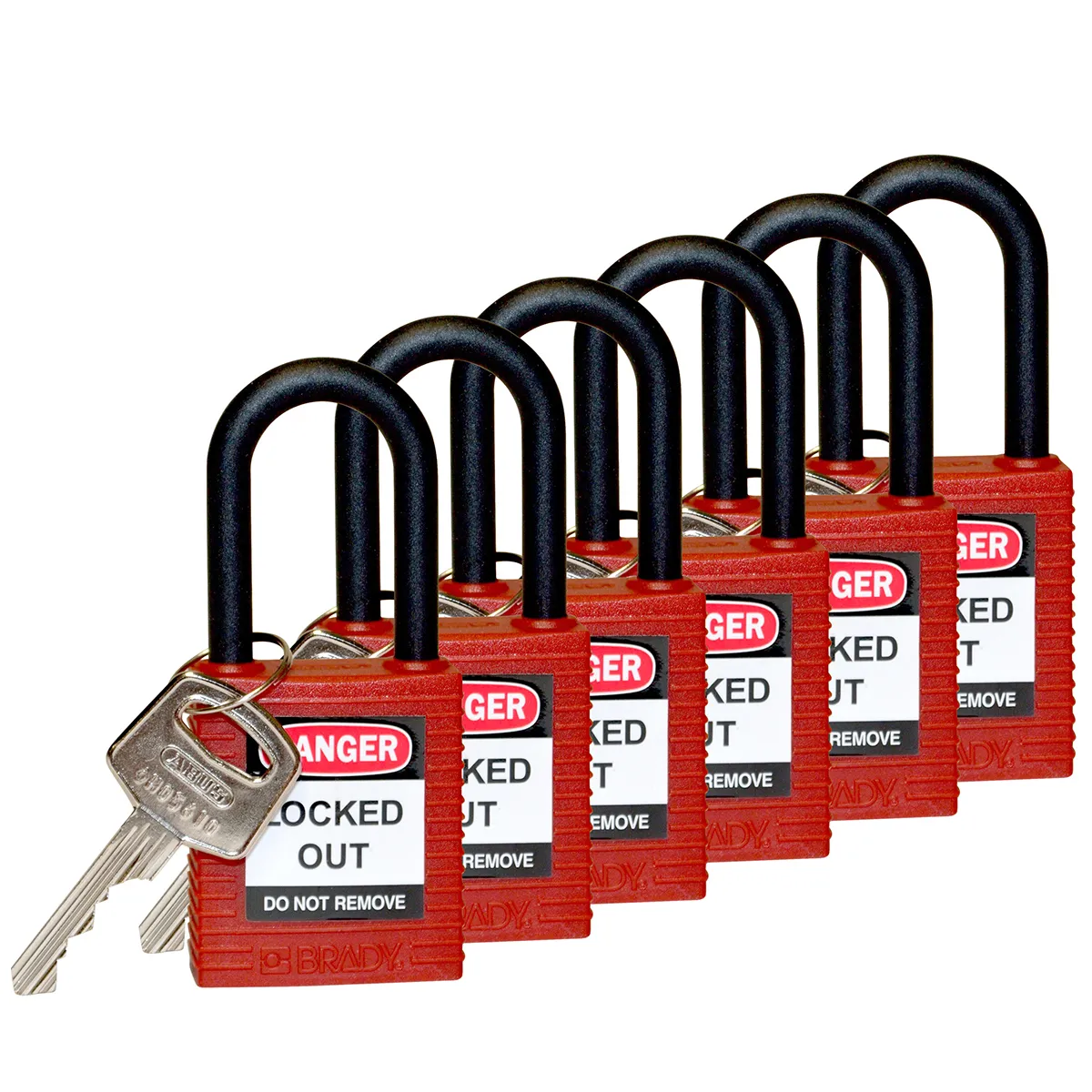 Brady 813594, Tradisjonell, Nøkkellås, Bruk flere nøkler, Rød, Nylon, U-formet