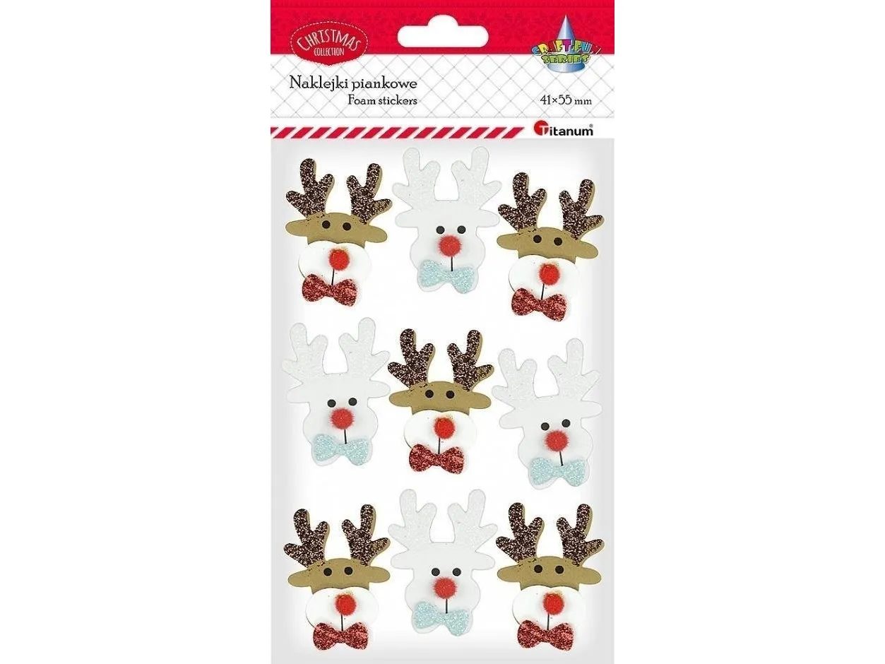 3D foam stickers reindeer head 9 pcs