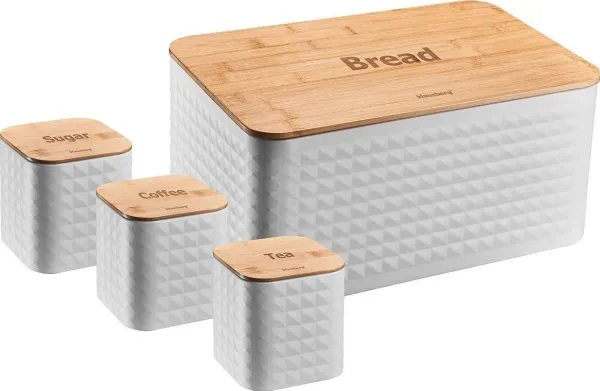 Brødboks Klausberg bambus/stål med beholdere (KB-7483)