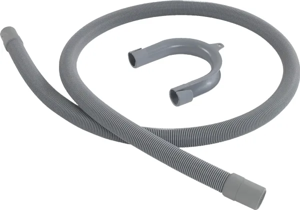 NEOPERL Afløbsslange grå med gummimuffer 22 x 19 mm. + bøjning. Længde 1500 mm