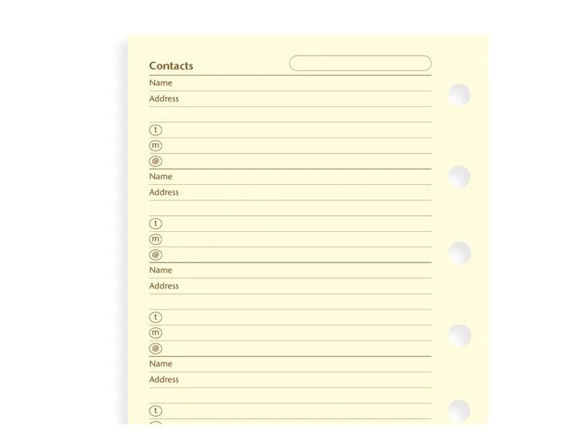 Filofax Pocket Kontakter Créme