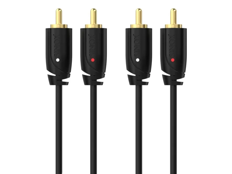 Sinox SXA04205, 2 x RCA, Hankjønn, 2 x RCA, Hankjønn, 5 m, Svart