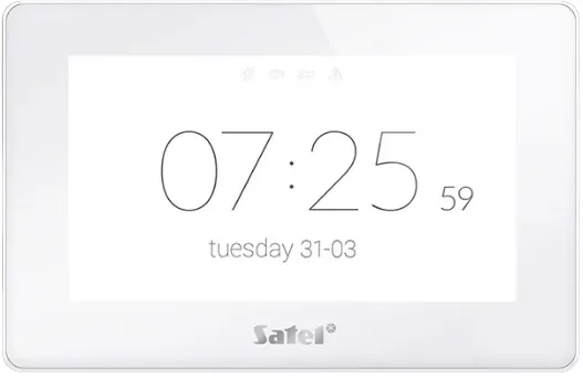 Satel KEYPAD TOUCHSCREEN INTEGRA/INT-TSH2-W, 17,8 cm (7), 41024 x 600 piksler, LCD, Hvit, Vegg/bordplate, 12 V