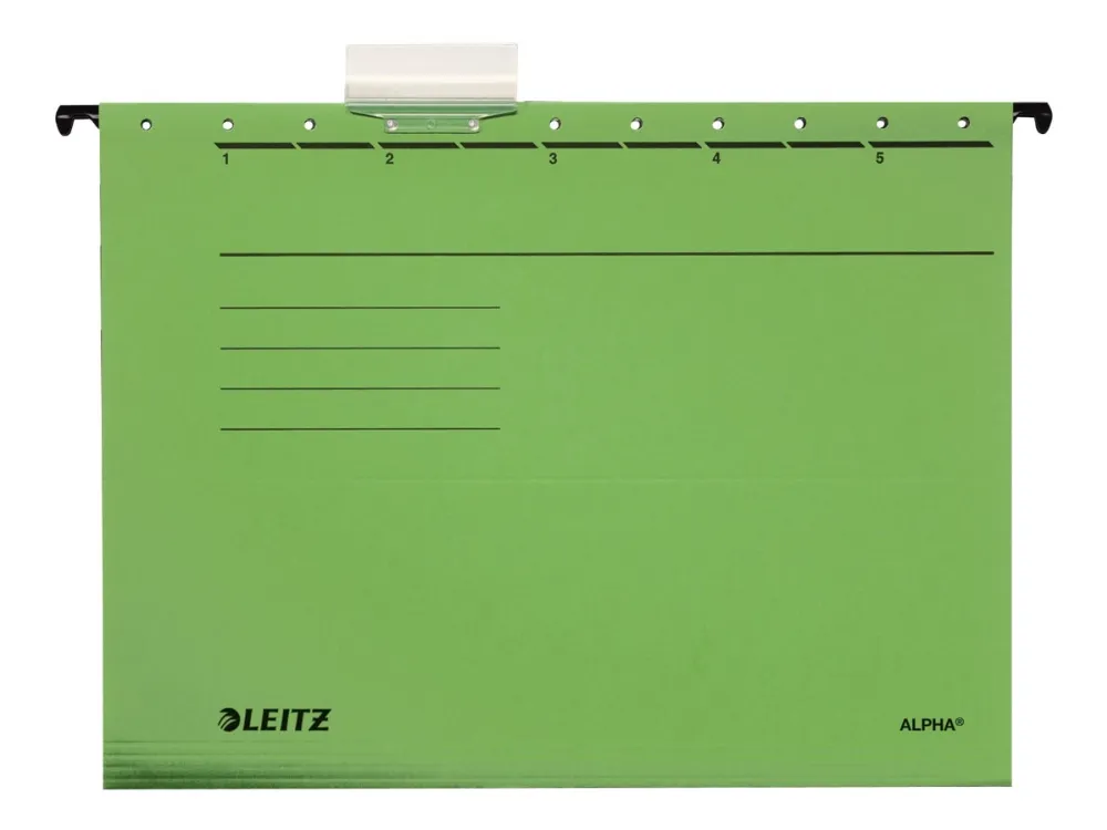 Leitz ALPHA - Hengefil - V-sokkel - for A4 (210 x 297 mm) - med fliker - grønn