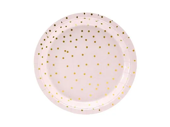 PartyDeco TPP50-081J, Plate, Rund, Papir, Rosa, Mønster, 6 stykker