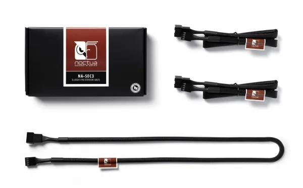 Noctua NA-SEC3, Kabelforlengelse, Sort, 3-pin + 4-pin, 4-pin, Hunkjønn, Hunkjønn