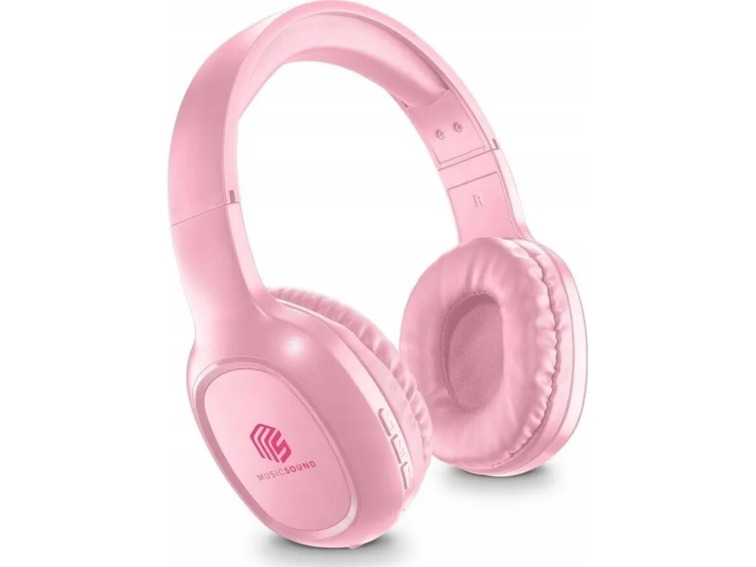 Cellularline Music & Sound Bluetooth-hodetelefoner BASIC Rosa - Hodetelefoner - Basic Music Sound-headsettet er designet for alle som liker å lytte til musikk på farten Med fjernkontrollen på hodetelefonkoppene kan musikk og samtaler administreres i absolutt frihet. Det uttrekkbare hodebåndet og de myke øreklokkene sikrer optimal komfort selv ved hyppig bruk. Når det gjelder tekniske funksjoner, har Bluetooth-headsettet et LED-display og en aux-inngang. Når det gjelder ladetiden – spilletiden er
