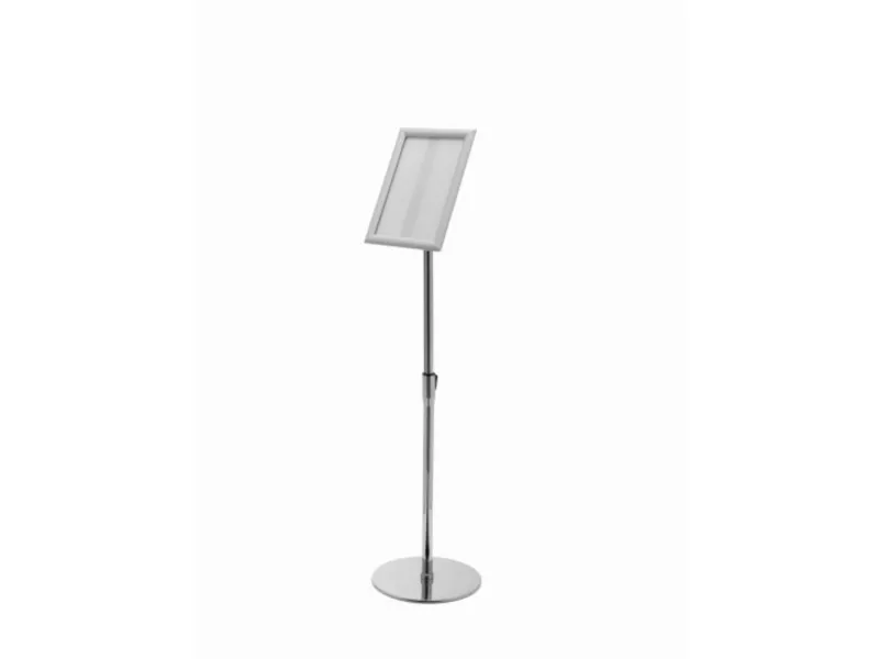 Deflecto SFA4SFS infogulvstativ med klafferamme i aluminium sølv A4 1 stk (L x B x H) 780 x 330 x 1210 mm