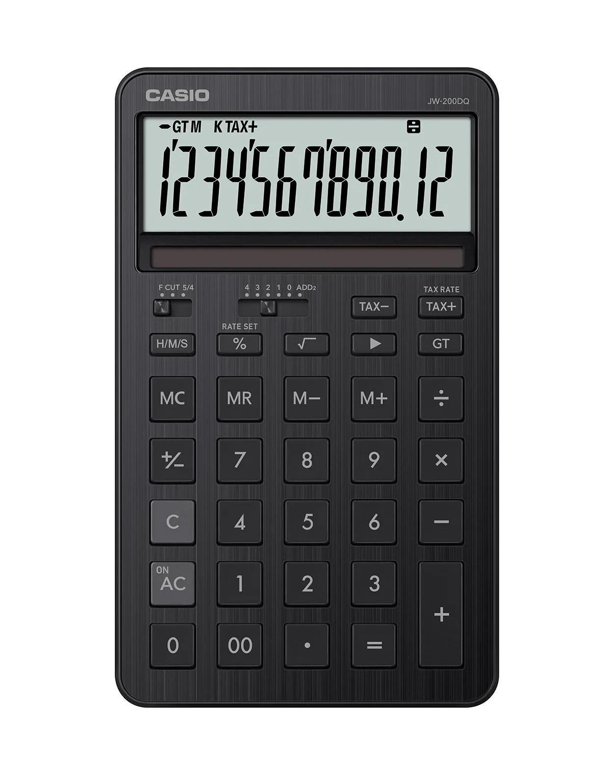 Casio JW-200DQ, Desktop, Grunnleggende, 12 sifre, Batteri/Solcelle, Svart