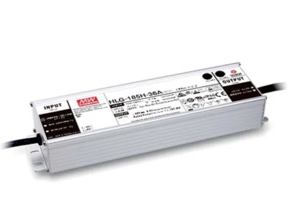 MEAN WELL HLG-185H-24A, 187,2 W, IP65, 62000 timer, 90-305 V, 47 ~ 63 Hz, 2.1 / 115VC, 0.9 / 230VC, 0.8 / 277VC