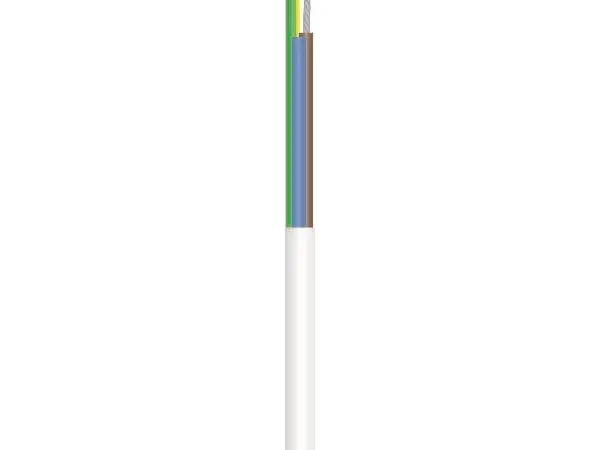 Downlightkabel, varmebestandigt 3G1,5mm² SIHF hvid, PVC 500V ring, kabeldiameter 7,8mm - (100 meter)