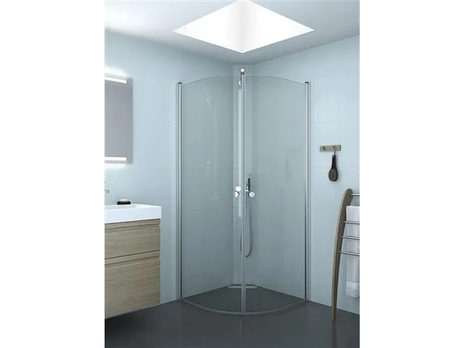 Dansani Match Halvrund Brusedør 200*87-89 cm, klart glas