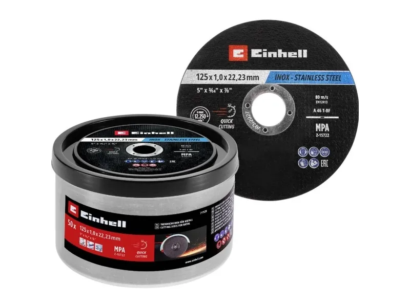 Einhell kappeskive tynn Ø125 x 1,0 mm (50 stk.) til vinkelsliper (711528)