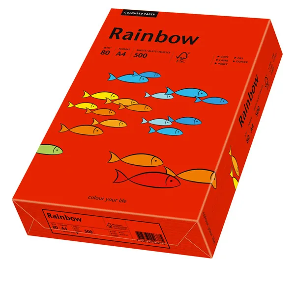 Papyrus Rainbow A4 500er, Universell, A4 (210x297 mm), Matte, 500 ark, 80 g/m², Rød