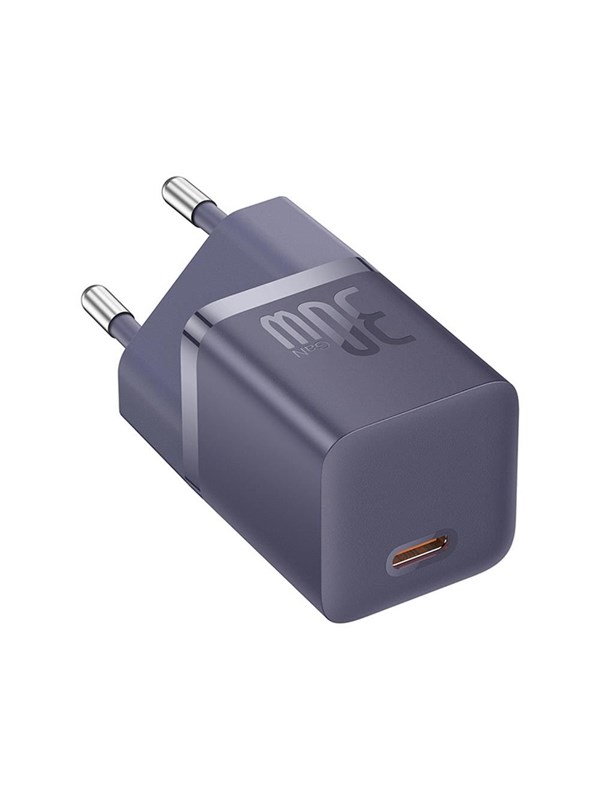 Baseus GaN5 30W USB-C EU Wall Charger with Purple Cable  Dynamic 3 USB-C 100W 1m - Purple