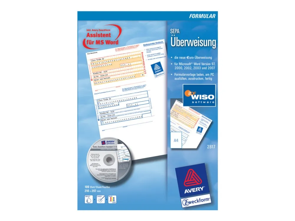 Avery Zweckform 2817 - A4 (210 x 297 mm) 100 stk skriveskjemaer
