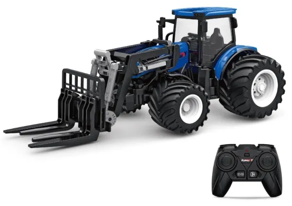 Fjernstyrt traktor med frontlaster 1:24 i metall 2,4G