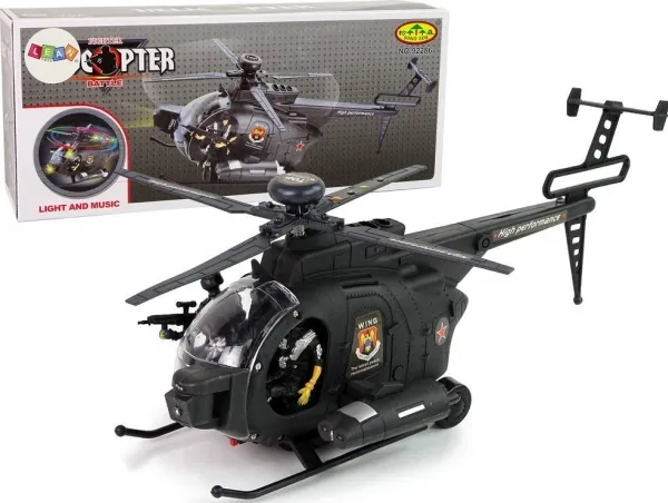 LeanToys militærhelikopter med lys på batterier