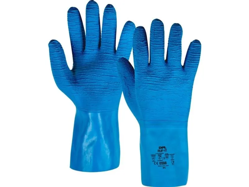 Latex handske, DPL Ruf-it, 9/L, blå, latex