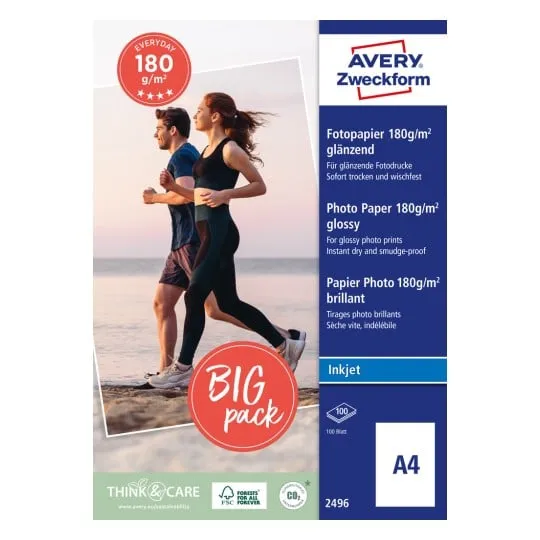 Avery Zweckform Everyday - Halvblank - hvit - A4 (210 x 297 mm) - 180 g/m² - 100 ark fotopapir