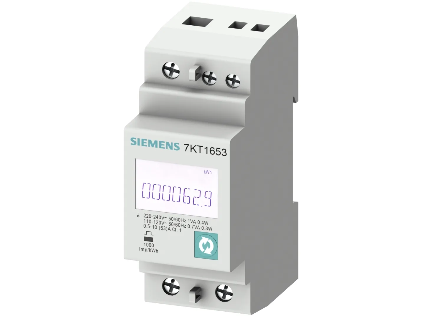 Siemens 7KT1651, Strøm, kWh (kilowattime), IP40, 63 A, 146 g, 146 g