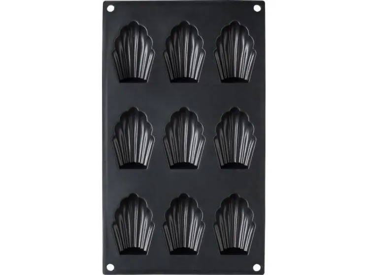 Patisse madeleineform 29 x 17 cm svart silikon, 9 rom