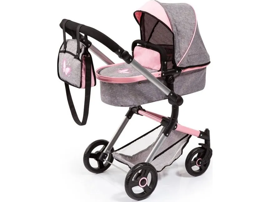 Bayer Design NEO VARIO kombi dukkevogn, grå/pink