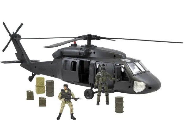 World Peacekeepers 1:18 Black Hawk Militær Helikopter m/2 actionfigurer
