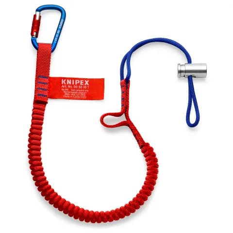 Knipex 00 50 12 T BK, Strikksnor, 6 kg, Blå, Rød, Rustfritt stål, Aluminium, Stoff, Karabinkrok, 95 mm
