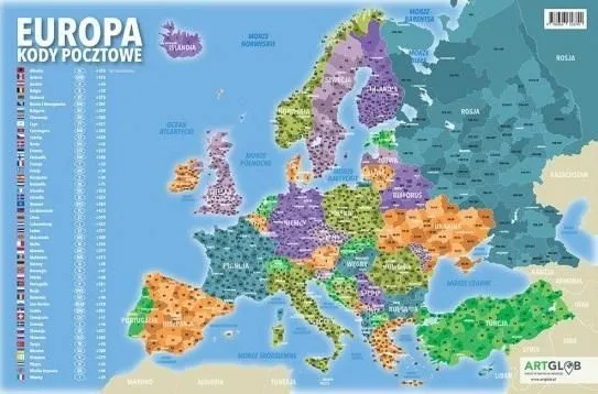 Artglob skrivebordsunderlag - postnummer Europa