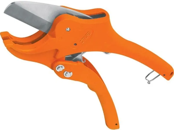 Plastrør-saks Truper, kraftig metallkropp, kniv i rustfritt stål, for rør opptil 41 mm, trinse-/skjermekanisme