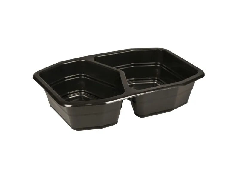 Bakke 2-rum 540/400 ml 215x148x50 mm HMR PP Sort,312 stk/krt